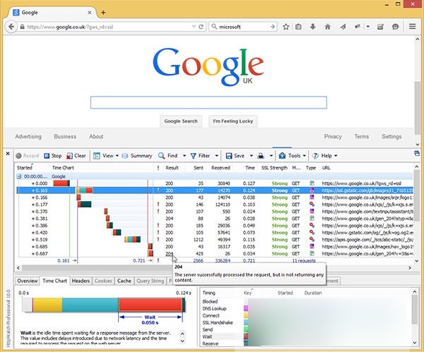 httpwatch(网页数据分析工具)截图